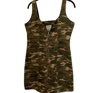 NWOT Denim Co Camouflage Zip-Up Tank Dress